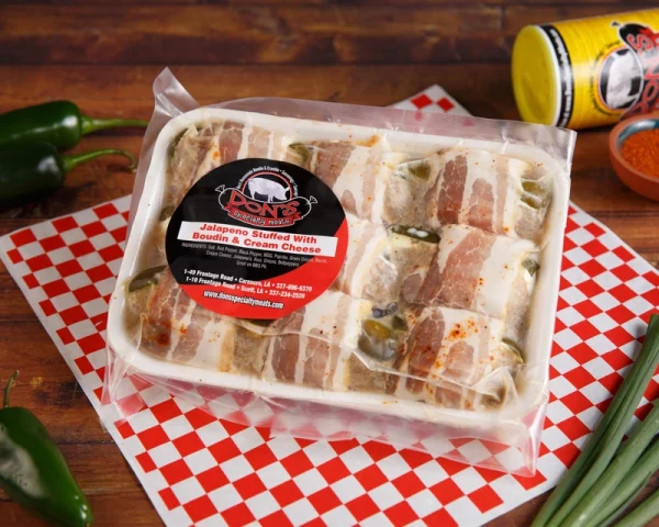 Boudin & Cream Cheese Jalapenos Wrapped in Bacon